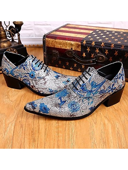 Men's Shoes   Limited Edition Pure Handmade Wedding/Party & Evening Leather Oxfords Silver  