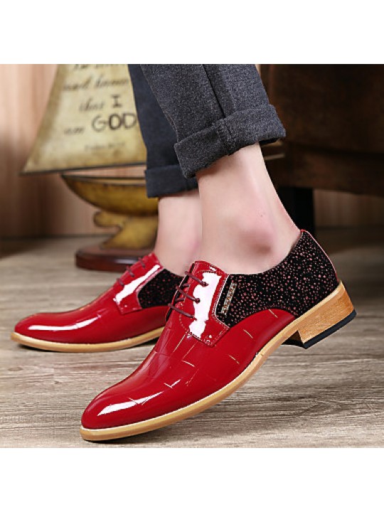 Men's Shoes Office & Career/Party & Evening/Casual Fashion Woven Patent Leather Oxfords Shoes Black/Red 38-43  