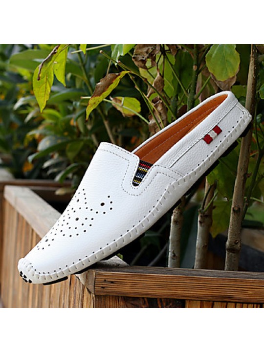 Men's Shoes Leather Casual Clogs & Mules Casual Stitching Lace / Slip-on Black / White / Orange  