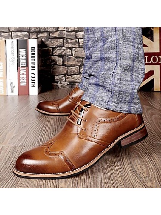 Men's Shoes   2016 Inner Height Increasing Party / Office Black/Brown Comfort Leather Oxfords for Sales Promotions  