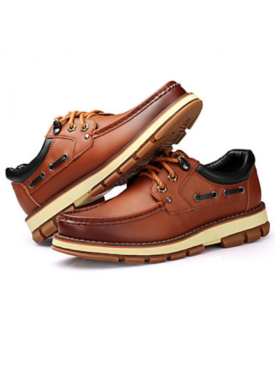 Men's Shoes Outdoor / Athletic / Casual Leather Boat Shoes Black / Brown  