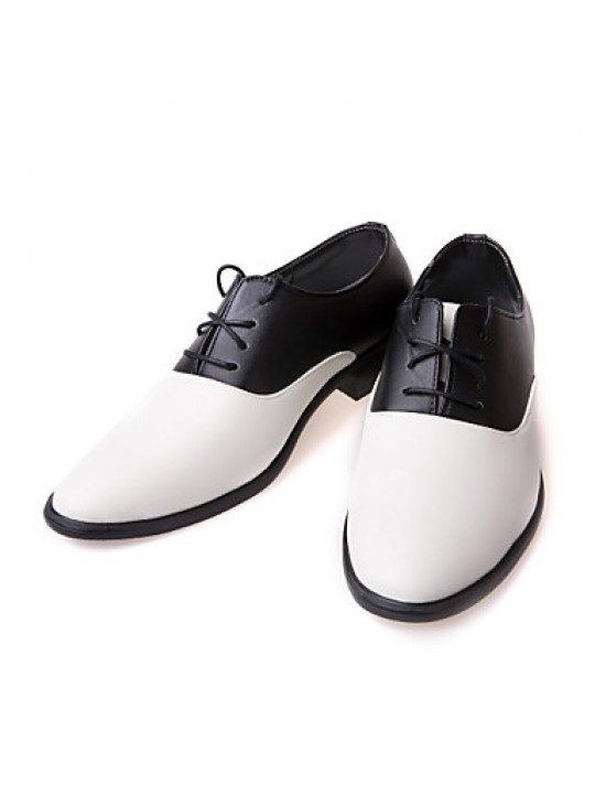 Men's Shoes Leather Wedding / Party & Evening Oxfords Wedding / Party & Evening Flat Heel Lace-up Black / White  