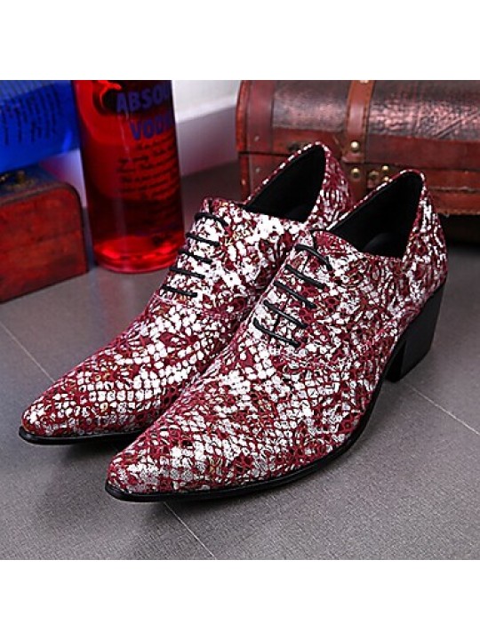 Men's Shoes   Limited Edition Pure Handmade Wedding/Party & Evening Leather Oxfords Black/Wine  