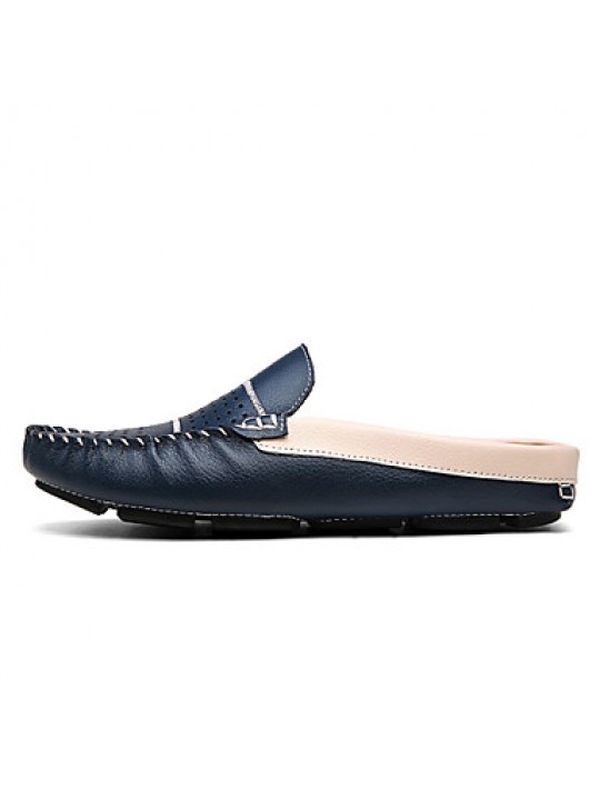 Men's Shoes Outdoor/Casual Calf Hair Clogs & Mules Black/Blue/White  