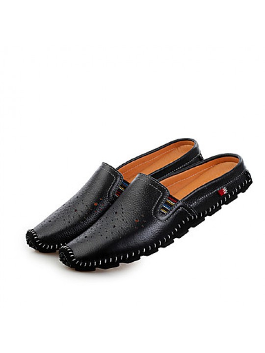 Men's Shoes Outdoor/Casual Leather Clogs & Mules Black/White/Orange  