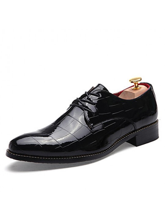 Men's Shoes Patent Leather Casual Oxfords Casual Low Heel Lace-up Black / Blue / Red  