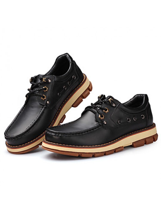 Men's Shoes Outdoor / Athletic / Casual Leather Boat Shoes Black / Brown  