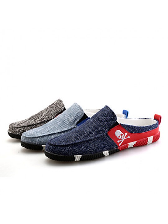 Men's Shoes Fabric Outdoor / Casual Clogs & Mules Outdoor / Casual Flat Heel Slip-on Black / Blue  