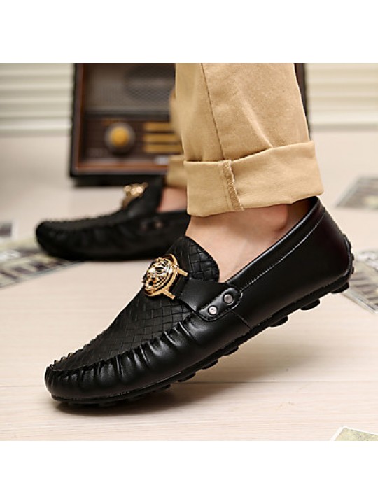 Casual/Office & Career/Drive Fashion PU Leather Shoes Slip-on Woven Shoes Black/White/Bule 39-44  
