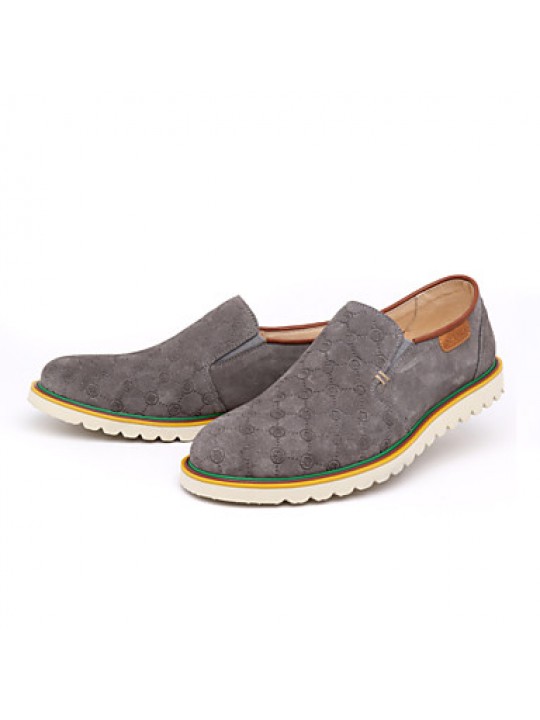 Leather Casual Loafers Casual Low Heel Slip-on Blue / Brown / Gray  