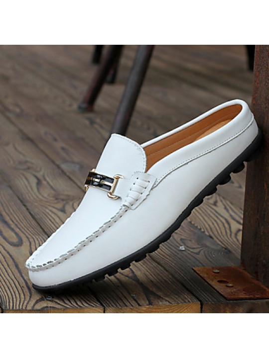 Men's Shoes Casual Leather Loafers White / Navy  