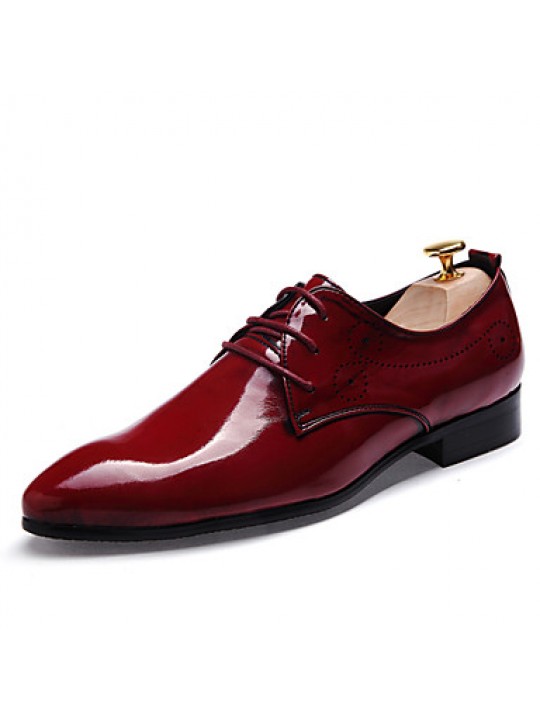 Men's Shoes Leatherette Casual Oxfords Casual Low Heel Lace-up Black / Red / Gold / Navy  