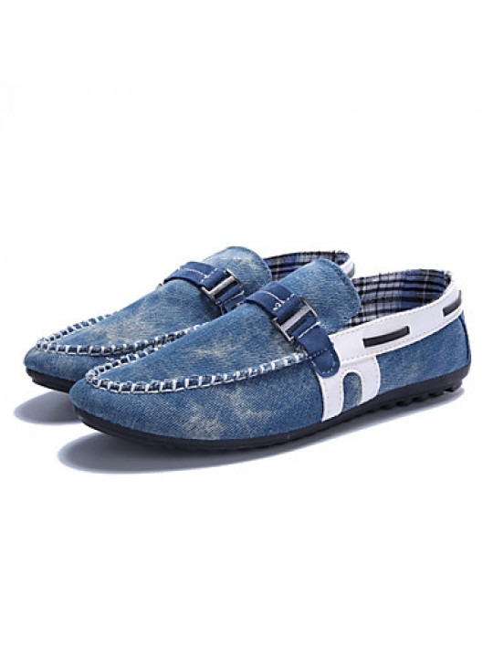 Men's Shoes Denim Casual Boat Shoes Casual Flat Heel Slip-on Black / Blue  