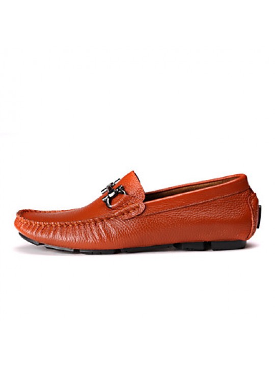 Men's Shoes Leather Office & Career / Casual / Party & Evening Slip-on Office & Career / Casual / Party & Evening Flat Heel Lace-  /  
