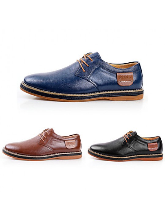 Men's Shoes Outdoor / Office & Career / Athletic / Casual Leather Oxfords Black / Blue / Brown  