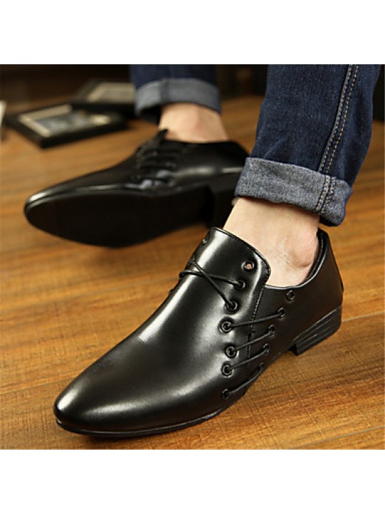 Men's Shoes Leatherette Dress / Party & Evening Oxfords Dress / Party & Evening Flat Heel Black / Brown / White  