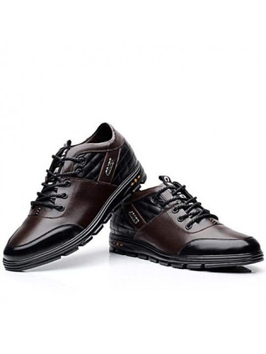 Men's Shoes Leather Office & Career / Casual Oxfords Office & Career / Casual Flat Heel Lace-up Black / Brown  