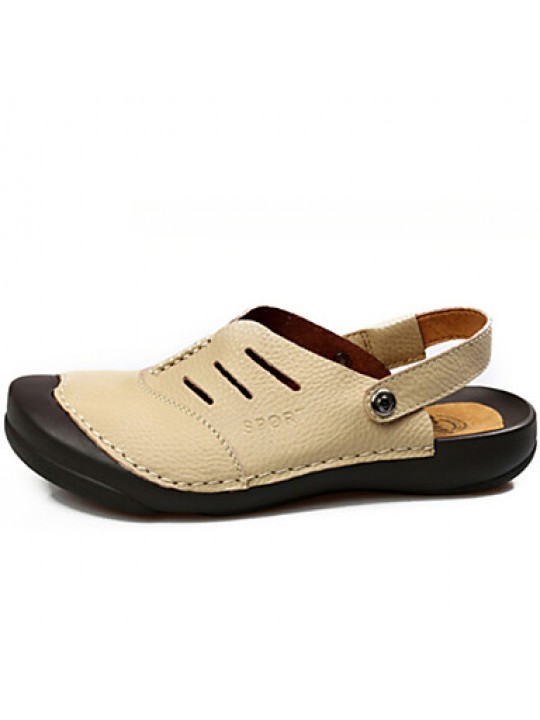 Men's Shoes Office & Career/Casual Leather Clogs & Mules Black/Brown/Yellow/White/Beige  