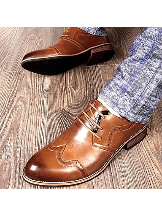Men's Shoes   2016 Inner Height Increasing Party / Office Black/Brown Comfort Leather Oxfords for Sales Promotions  